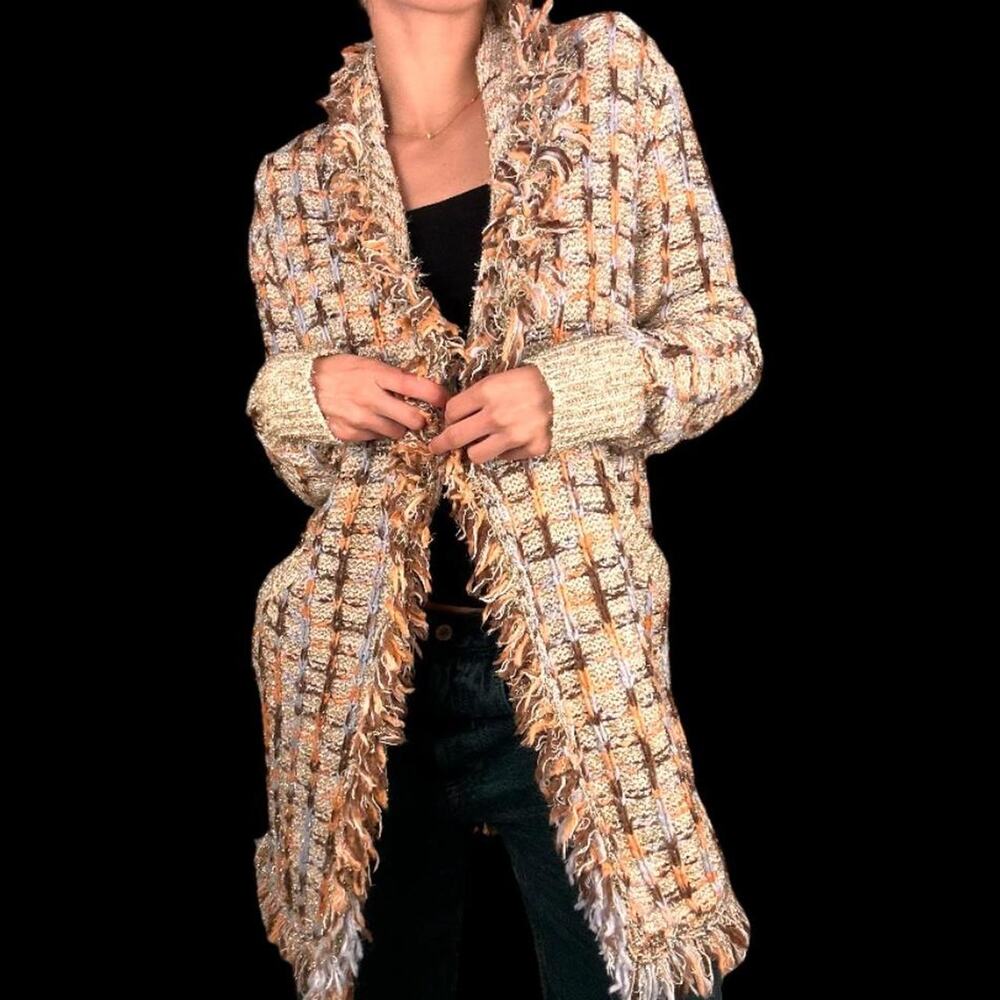 Latiste boho long statement knitted sweater cardigan sparkled - size small